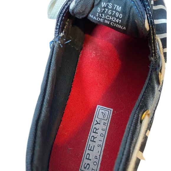 Sperry Striped Navy Blue & White Boat Shoes - Picture 4 of 6